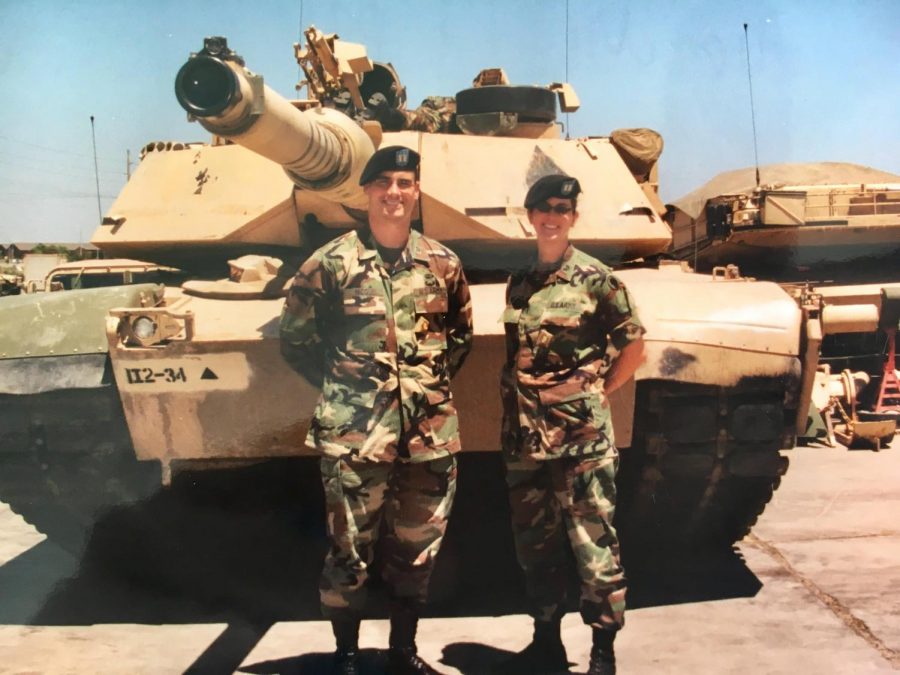 Captain Nicoll with her husband in Fort Riley, Kansas.  