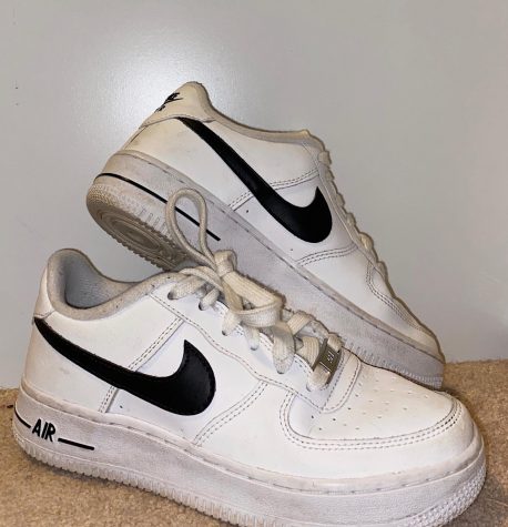 A pair of real-life white sneakers proudly owned by Makenna Orrick, a junior at Coffee County Central High School.