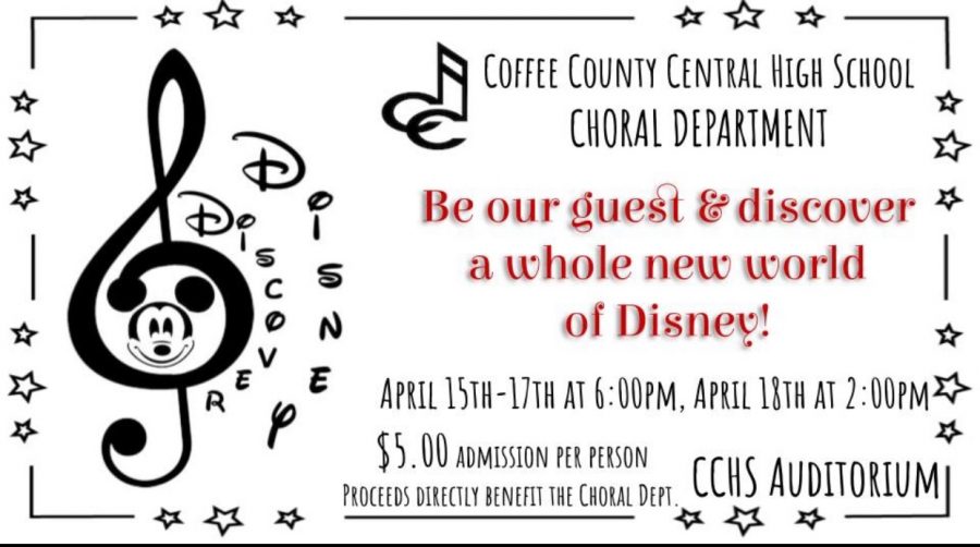 The flyer above lists all important details for the CCCHS Show Choir production.