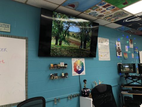 A new TV was hung in Mrs. Vacek’s art room.