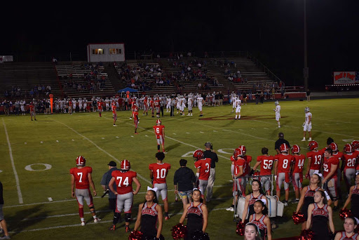 The Red Raider football team gets ready to kick off in their game against Page High School. 