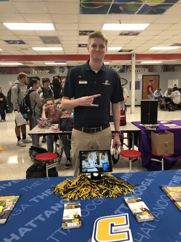 Sam Elder, a representative from the University of Chattanooga, visits CCCHS for the annual college fair. 
