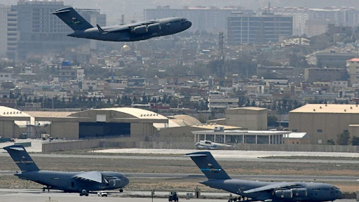 U.S Transport plane departs Kabul on August 30, 2021. 