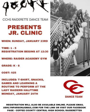 The CCCHS Raiderette Dance Team is to host a dance clinic Jan. 23. 