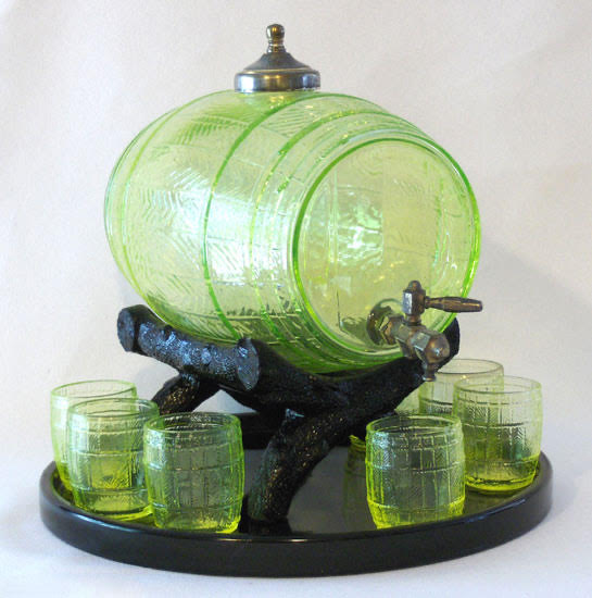 Victorian pitcher and glassware that contains radium